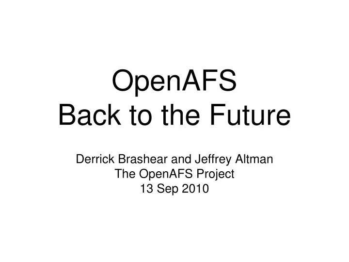 openafs back to the future