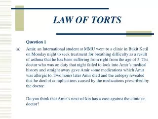 LAW OF TORTS