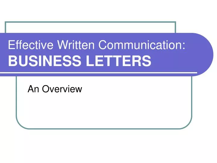 effective written communication business letters