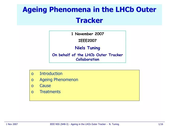 ageing phenomena in the lhcb outer tracker
