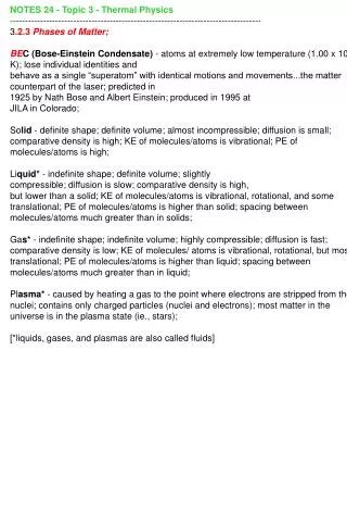 NOTES 24 - Topic 3 - Thermal Physics