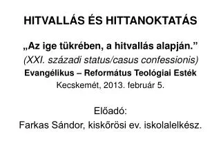 hitvall s s hittanoktat s