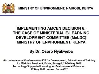 MINISTRY OF ENVIRONMENT, NAIROBI, KENYA