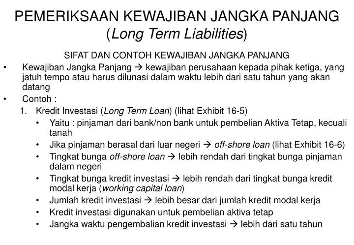 pemeriksaan kewajiban jangka panjang long term liabilities