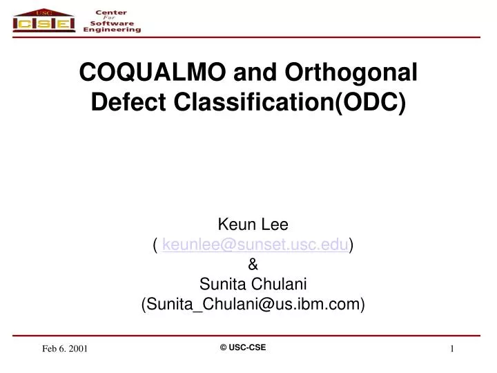 coqualmo and orthogonal defect classification odc