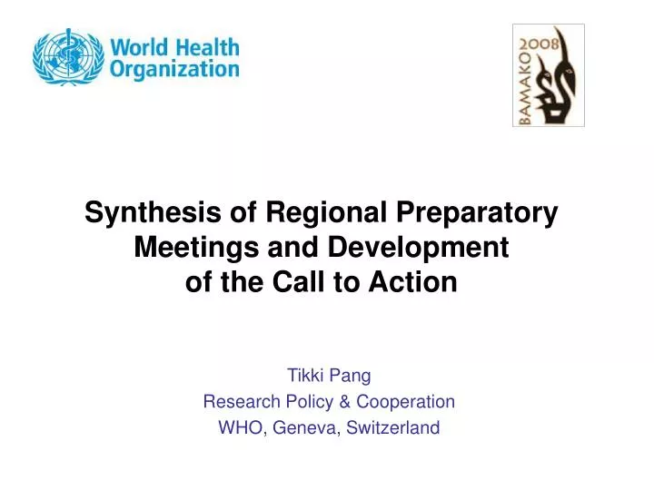 synthesis of regional preparatory meetings and development of the call to action