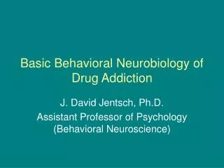Basic Behavioral Neurobiology of Drug Addiction