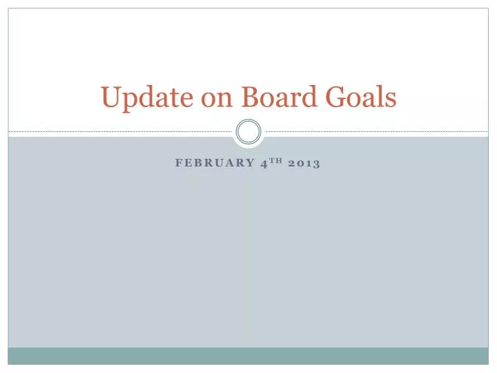 update on board goals