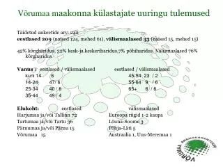 v rumaa m aakonna k lastajate uuringu tulemused