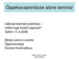 ppekavaarenduse alane seminar