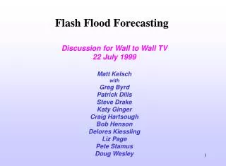 Flash Flood Forecasting