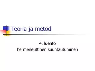 teoria ja metodi