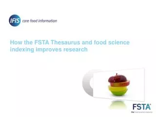 How the FSTA Thesaurus and food science indexing improves research
