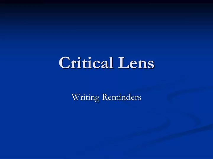 critical lens
