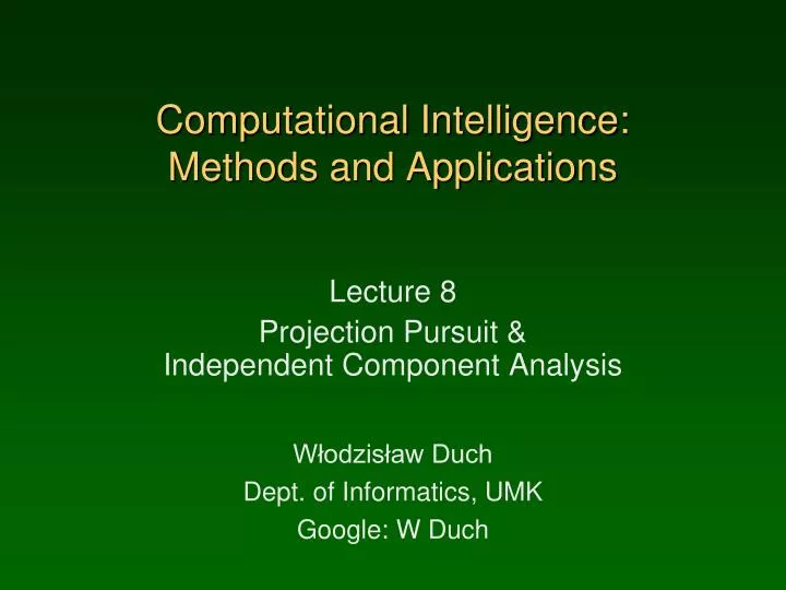 computational intelligence methods and applications