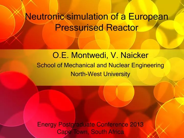 neutronic simulation of a european pressurised reactor