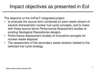Impact objectives as presented in EoI