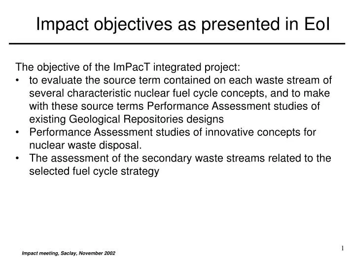 impact objectives as presented in eoi