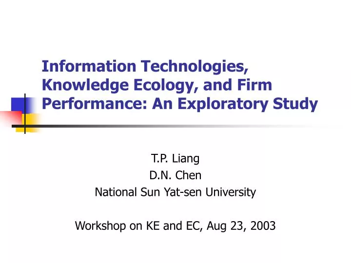 information technologies knowledge ecology and firm performance an exploratory study