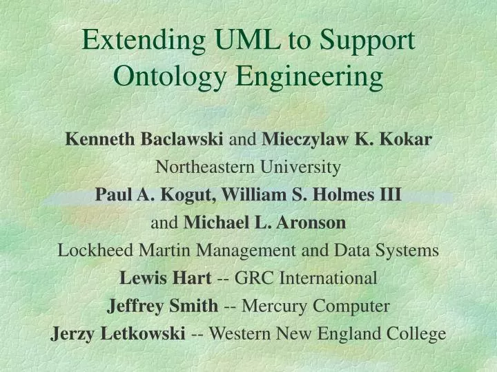 extending uml to support ontology engineering