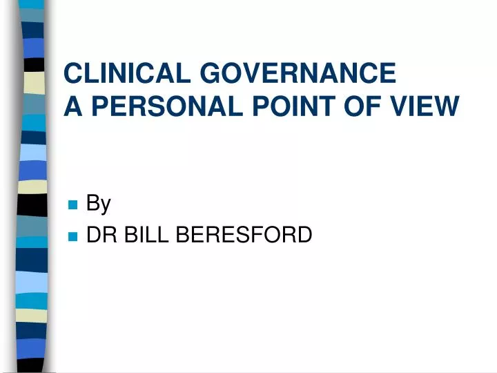 clinical governance a personal point of view