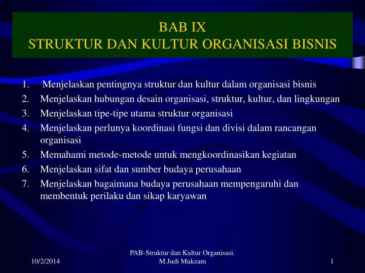 bab ix struktur dan kultur organisasi bisnis