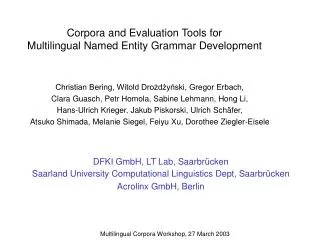 Corpora and Evaluation Tools for Multilingual Named Entity Grammar Development
