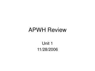 APWH Review