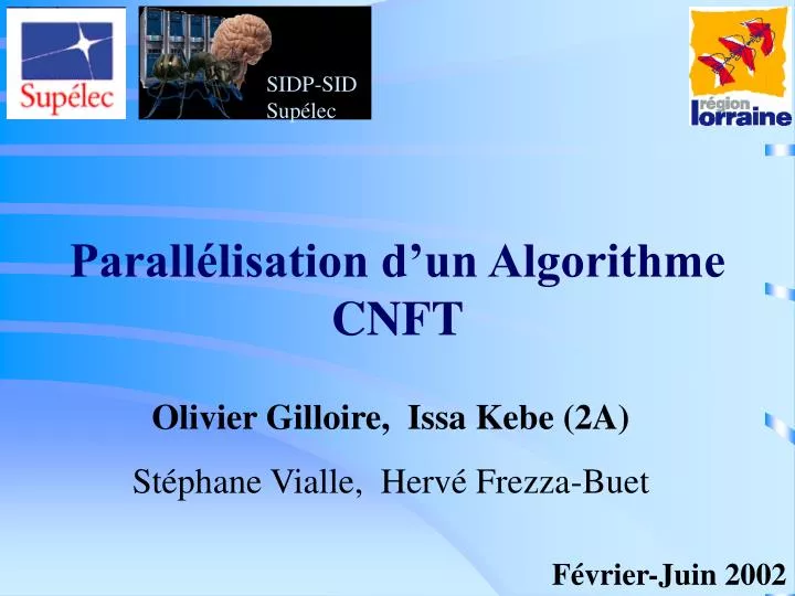 parall lisation d un algorithme cnft