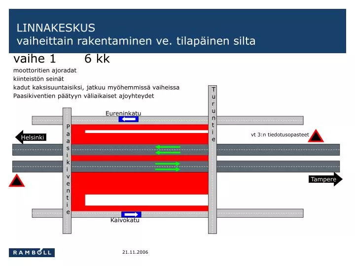 linnakeskus vaiheittain rakentaminen ve tilap inen silta