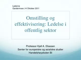 omstilling og effektivisering ledelse i offentlig sektor