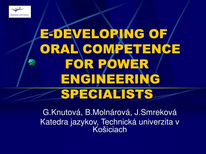 e developing of oral competence for power engineering specialists