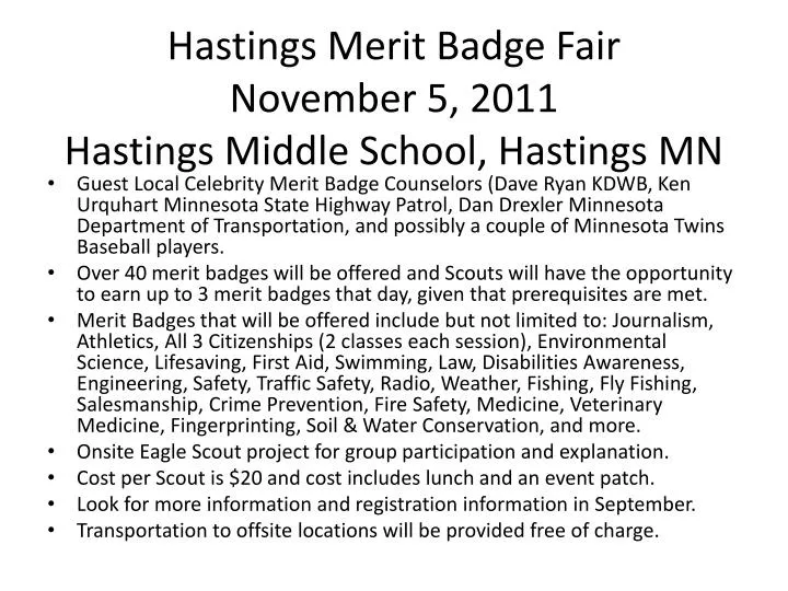 hastings merit badge fair november 5 2011 hastings middle school hastings mn
