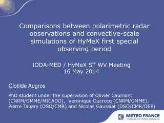 IODA-MED / HyMeX ST WV Meeting 16 May 2014