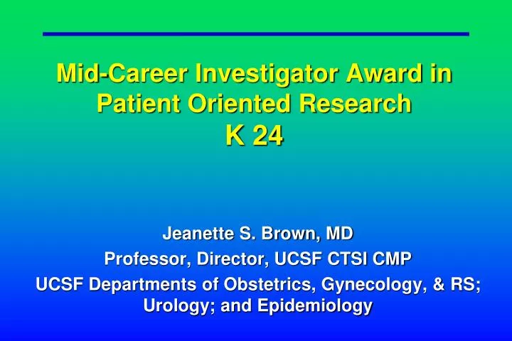 mid career investigator award in patient oriented research k 24