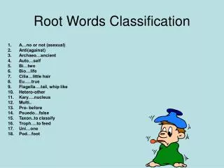 root words classification