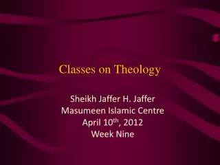 Classes on Theology