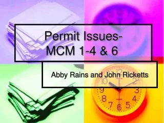 Permit Issues- MCM 1-4 &amp; 6