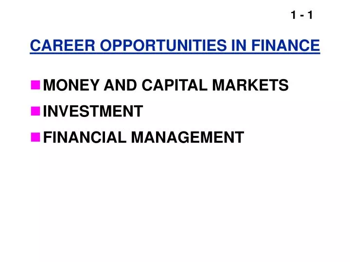 career opportunities in finance