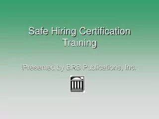 Safe Hiring Certification Training