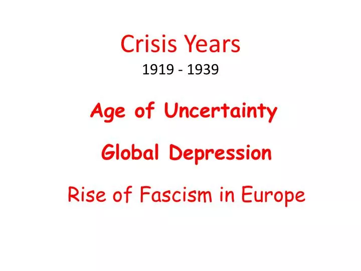 crisis years 1919 1939