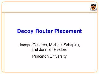 Decoy Router Placement