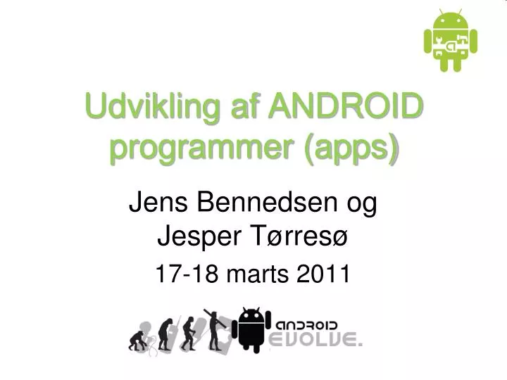 udvikling af android programmer apps