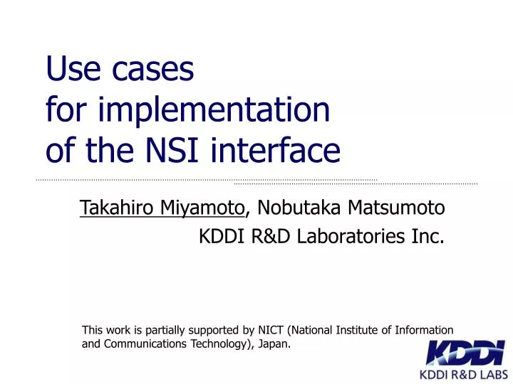 use cases for implementation of the nsi interface