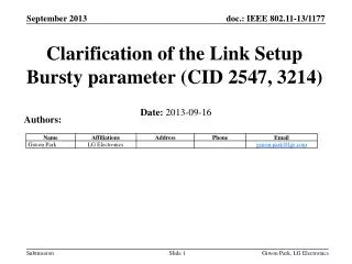 Clarification of the Link Setup Bursty parameter (CID 2547, 3214)