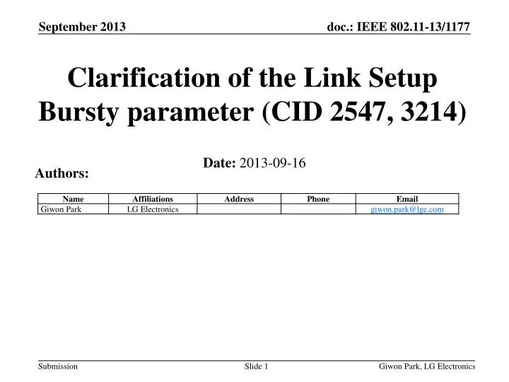 clarification of the link setup bursty parameter cid 2547 3214