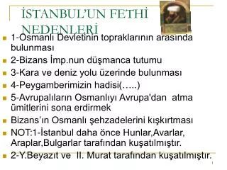 stanbul un feth nedenler