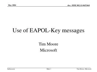 Use of EAPOL-Key messages