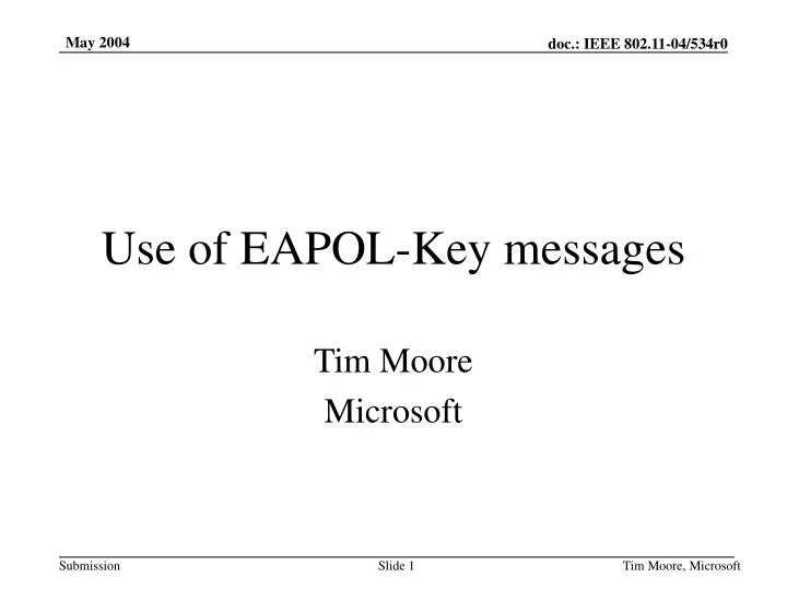 use of eapol key messages