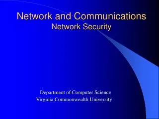 Network and Communications Network Security